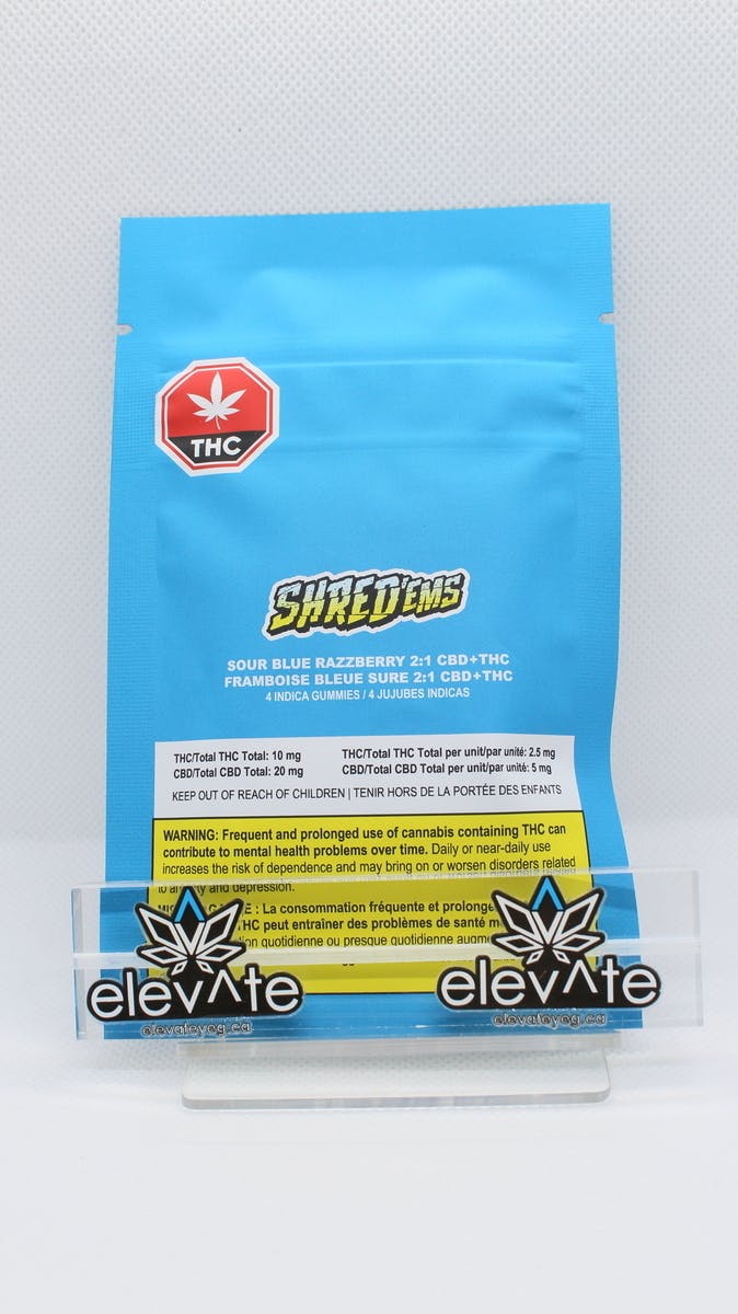 Shred'ems Sour Blue Razzberry Chews cannabis Edmonton